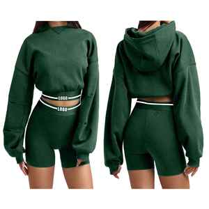 ชุดเซ็ตเสื้อฮู้ดดี้และกางเกงขาสั้นสองชิ้นสำหรับผู้หญิง ดีไซน์ใหม่ล่าสุดปี 2026 สไตล์วินเทจล้างสี ทันสมัย เหมาะสำหรับใส่หน้าร้อน - Product Image 6
