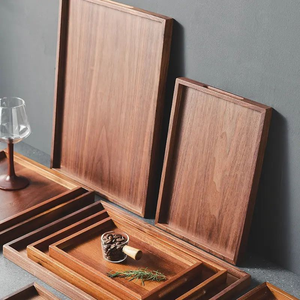Handcrafted walnut wood and leather decorative tray, high-<b>end</b> customizable tray.<b>Storage</b> Trays - Product Image 2