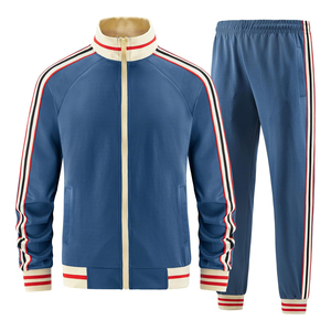 2026 Men's <b>Brown</b> Tracksuit Full Sleeve Zipper Closure Stand Collar Sporty <b>Joggers</b> Set Autumn Casual Striped Design Tracksuit - Product Image 3
