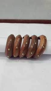 Premium Quality acacia Wood Bangles for Women and Girls Indo Western Style with Special Brass Charms and Long Life Coating - Product Image 2