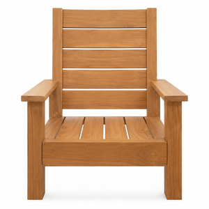 Silla de Jardín Escandinava de Teca Sólida y Duradera para Exteriores, con Reposabrazos Anchos, Patas Tipo Sable, Impermeable, Ecológica, para Escuelas, Resorts, Villas y Parques - Product Image 1
