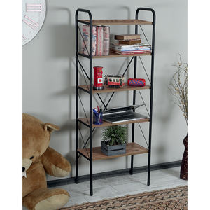 Étagère de rangement industrielle robuste en métal, autoportante, moderne, avec cinq niveaux d'étagères en bois, pour la maison, le bureau, la vente au détail et l'entreposage - Product Image 4