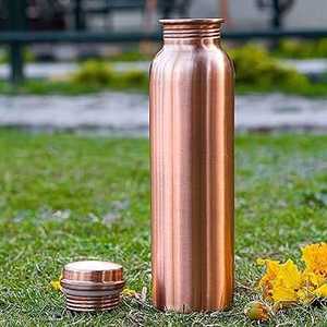 Pure <b>Copper</b> Water <b>Bottle</b> Lid Plain Design Large Capacity Portable Eco-Friendly <b>Drinking</b> Tumbler for Travel Gym Home Customer - Product Image 1