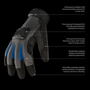 Gants de travail pour mécaniciens en cuir synthétique Amara anti-impact, vente en gros personnalisée, avec poignet réglable certifié CE - Product Image 4