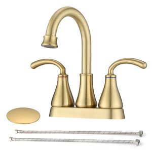 <b>Brushed</b> Golden 2-Handle Bathroom Sink Faucet with Pop-Up <b>Drain</b> Basin Faucets Product - Product Image 1