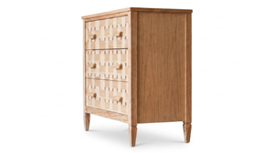 Meuble de rangement scandinave moderne en bois massif à 3 tiroirs pour salon - Product Image 1