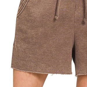 Shorts de basketball personnalisés pour femme, coupe décontractée d'été, entrejambe 5 pouces, 100% coton respirant, couleur unie, style hip-hop, confortable, taille haute - Product Image 4