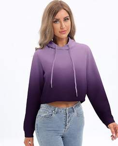 Sudadera con Capucha Corta Casual para Mujer, Estilo Dip Dye, Ligera, para Uso Diario - Product Image 1