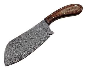 9.5 "forgé à la main motif de goutte de pluie en acier damas couteau de boucher couteau à viande manche en bois de noyer naturel - Product Image 1