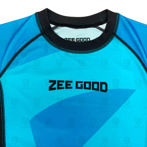 Hot Selling OEM Custom Rash Guard for <b>Men</b> <b>Stretchy</b> Sublimation Printed Stylish Crew Neck Short Sleeve UPF50 Breathable 180g Sale - Product Image 3