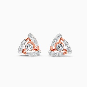 Exclusivos Pendientes de Diamantes con Halo Triangular con Diamante Cultivado en Laboratorio de 0.65 Ct |   En oro amarillo, blanco y rosa de 9 quilates - Product Image 1
