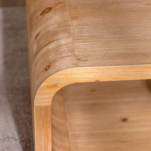 Table basse moderne élégante en bois clair courbé avec rangement ouvert et design à structure ouverte pour salons contemporains - Product Image 2