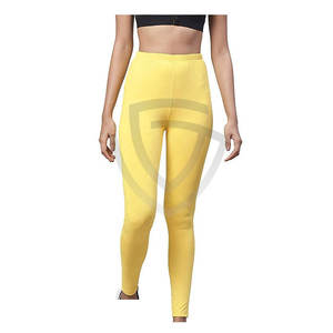 Custom Made Logo Solid Women's Yoga Leggings High Quality 100% Polyester Breathable Eco-Friendly Elastic Waist Full Length Tummy - Product Image 1