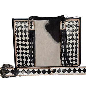 Sac fourre-tout en cuir véritable de haute qualité, couleur unie tendance, fait main, style western, luxe bohème, fermeture éclair - Product Image 3