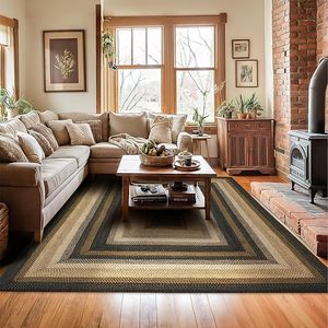 Alfombra de Diseño Vegetal Hecha a Máquina, Alfombra Antideslizante Moderna para Interiores, Alfombra Decorativa para Piso con Hojas Verdes y Naranjas - Product Image 1