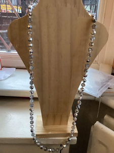 Collar Largo con Cuentas de Cristal Gris, Cuentas de Vidrio Facetadas, Joyería de Moda Hecha a Mano, Collar Elegante para Mujer, Regalo - Product Image 3