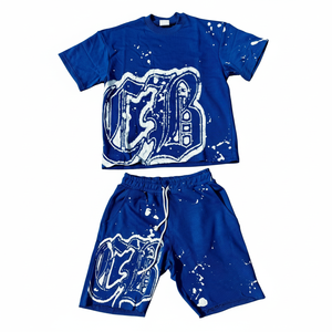 Factory Price Summer Casual Solid Color Crew Neck Men's Short-Sleeve T-Shirt & Shorts 2 Pieces Sets in multi colors 350gsm - Product Image 6