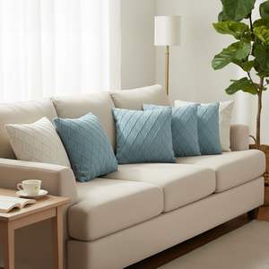 SOGA 45cm Sky Blue Diamond Knit and Cream Cable Knit <b>Decorative</b> <b>Pillow</b> Covers Set 6PC <b>Pillow</b> Covers - Product Image 2