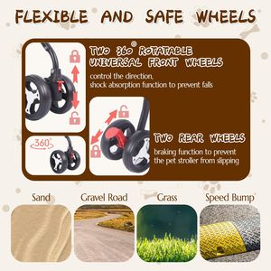 Poussette 3 en 1 pour animaux de compagnie, chiens et chats de petite et moyenne taille, 50 lb, pliable, 4 roues, chariot de jogging - Product Image 4