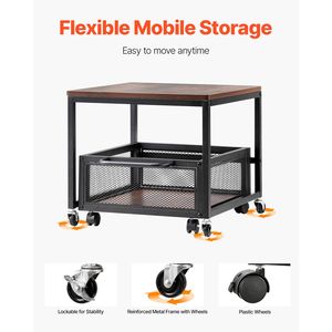 Mini Fridge Stand with Movable <b>Storage</b> <b>Cart</b> 198 Lbs Table Swivel Wheels Beverage Refrigerator Stand with <b>Storage</b> - Product Image 4