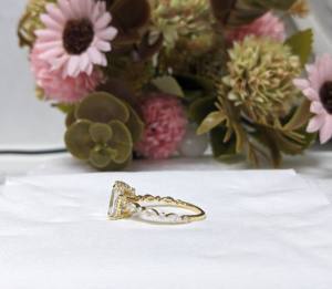 Bague de mariage Lurba Jewels en or jaune massif 14 carats, diamant de laboratoire taille radiant de 1,95 carat, style vintage, certifiée IGI - Product Image 2