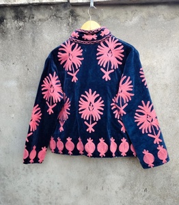 Boho Velvet Suzani Embroidered Quilted Jacket Breathable Cotton <b>Winter</b> <b>Coat</b> - Product Image 4