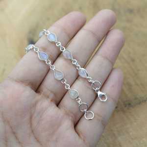 Pulsera de Plata de Ley 925 con Piedra Lunar, Hecha a Mano, con Corte de Pera, Joyería de Piedra Lunar Arcoíris, Pulsera de Eslabones en Forma de Lágrima - Product Image 5