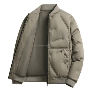 Veste universitaire en coton chaud enduit pour homme, tendance automne/hiver 2025, haute qualité, couleur unie, devant droit - Product Image 4