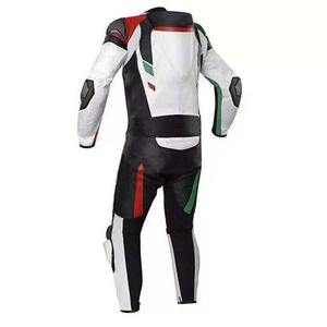 Traje de Motociclismo de Cuero de Manga Larga, Color Negro, Blanco y Amarillo, Transpirable, Protección Completa con Armadura CE, Impermeable - Product Image 3