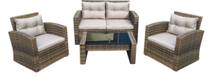 Outdoor Wicker Garden Set Patio Sofa <b>Chair</b> <b>Table</b> All Weather Conversation Furniture for Hotel Balcony Deck - Product Image 1