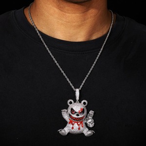 Colgante de Rana de Dibujos Animados de Terror, Chapado en Oro de 18K, con Moissanita y Diamantes de Imitación, Estilo Hip Hop, 8.0cm x 6.3cm, Colgante Bling para Raperos - Product Image 6