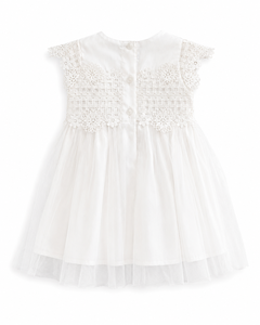 Vestido de niña de tul blanco con encaje, estilo línea A, por debajo de la rodilla, estilo lindo - Product Image 3