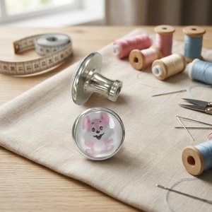 Ba Round Metal Furniture <b>Knob</b> With <b>Pink</b> Rabbit Design For Babies And Kids <b>Drawer</b> Handle - Product Image 3