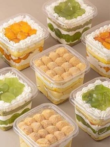 Nuevo Envase de Plástico de Grado Alimenticio para Pasteles, Frutas y Tiramisú, Contenedor Cuadrado Transparente de PET de 350 ml con Tapa, para Postres y Pudín - Product Image 4