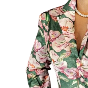 <b>Women</b> Green Floral <b>Suit</b> Elegant Printed Blazer and <b>Pants</b> Two Piece Set Tailored Business Casual Office Formal Party Fashion - Product Image 2