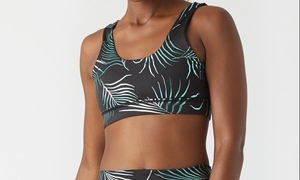 Soutien-gorge de sport à imprimé tropical pour femme, avec rembourrage et design sans couture, idéal pour le yoga, la gym et les tenues de sport. - Product Image 5