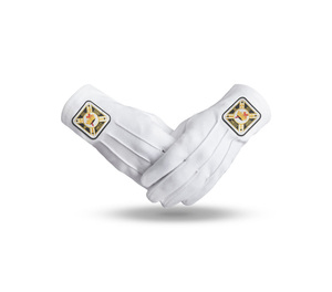 Gants en coton blanc de qualité supérieure des Templiers, avec patch carré, accessoires cérémoniels personnalisés - Product Image 1