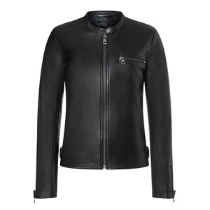 Bon Fournisseur avec Logo Personnalisé Veste en Cuir de Mouton Véritable pour Femme Légère Tissée Coupe Ajustée Haute Qualité OEM ODM avec Poches - Product Image 1