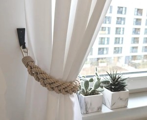 Attache-rideau tressé beige – Attache en coton crème – Décoration neutre - Product Image 1