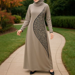 Abaya islamique modeste de haute qualité sur mesure pour femmes, coupe droite simple, longueur au sol, 100% polyester, couleur unie, robe musulmane - Product Image 1