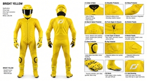 Traje de Motocicleta de Cuero Amarillo, Protección Completa para Carreras, Impermeable, Resistente al Viento y a la Abrasión, para Todas las Estaciones, Unisex, Adulto - Product Image 5