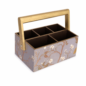 Wooden <b>Storage</b> <b>Basket</b> with <b>Gold</b> Handle | Modern Rectangle Design | Decorative Multipurpose Organizer | Handmade Kitchen <b>Storage</b> - Product Image 2