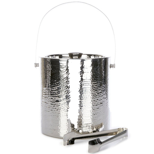 Oval Shape Hammered Metal Steel Wine Cooler Silver Finished Champagne Ice Bucket With Handle For <b>Bar</b> and Party Beer Chillers - Product Image 2