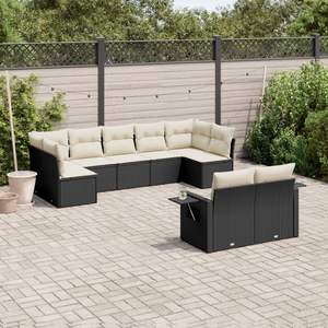 Grand ensemble de canapés de jardin modulaires en rotin PE noir, élégant et durable, mobilier d'extérieur - Product Image 1