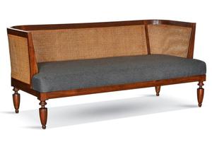 Mahogany Cushion Back Two Seat <b>Sofa</b> Upholstered <b>Bench</b> Traditional Design Square Shape Foam Filled Curved Arms for Living Room - Product Image 4