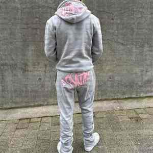 Conjunto de Sudadera Corta con Cremallera y Pantalones Deportivos para Mujer, Estilo Desgastado con Lavado Ácido, Fabricación Personalizada - Product Image 5