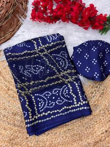 Sari Tradicional de Georgette Satinado con Estampado Digital para Mujer, Prenda Étnica de Secado Rápido, Seis Metros, Blusa Incluida - Product Image 1