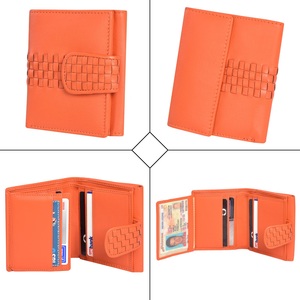 Women Leather Wallet Short <b>Coin</b> <b>Purse</b> Woven Design Snap Button Card Holder Compact Cash Organizer Pocket Clutch Mini Bag - Product Image 4