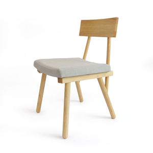Chaise de salle à manger moderne en teck massif avec siège rembourré en tissu, style scandinave, meubles esthétiques pour la maison - Product Image 5