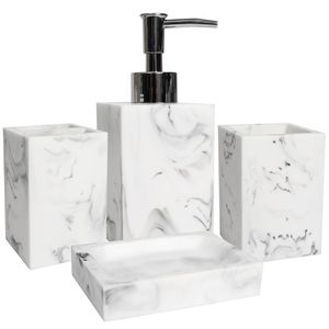 Premium Modern Pink Resin <b>Bathroom</b> <b>Set</b> Three Piece Square <b>Soap</b> <b>Dispenser</b> With Cups Easy To Clean For <b>Bathroom</b> Use Resin Decor - Product Image 3